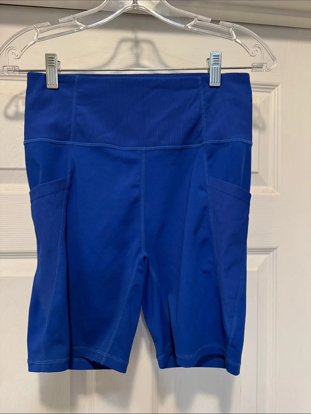 Allfenix Women's High-Waist Blue Biker Shorts with Side Pocket